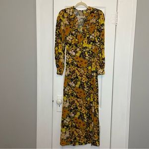 & Other Stories Limited Edition Floral Printed Ruffle Slit Maxi Dress 0